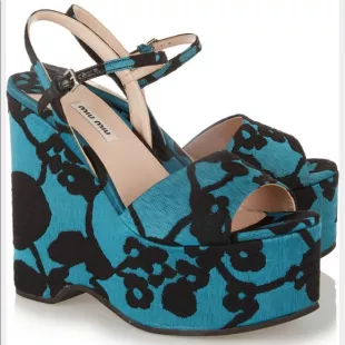 Floral Brocade Wedge Heels