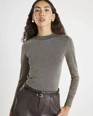 Gold Long Sleeve Lurex Body Fit Top