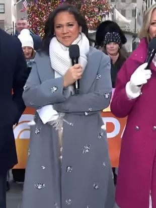 The Today Show Laura Jarrett Grey Embellished Long Coat