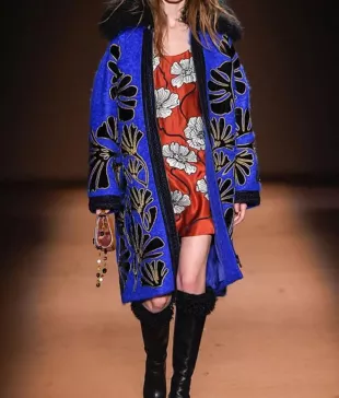 Blue Floral Embroidered Coat
