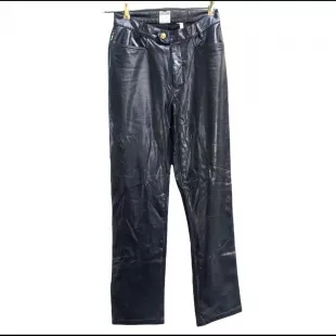 Vintage 1980's Blue Pleather Lined 90s High Waist Pants