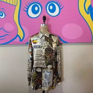 Jeans Apple Computer Long Sleeve Satin Blouse