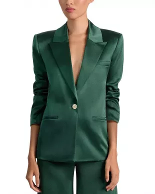 Silas Satin Blazer in Green Mystique