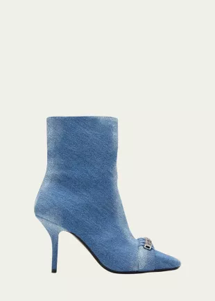 Denim 4G Chain Ankle Boots