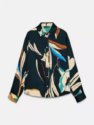 Good Morning America Janai Norman Navy Floral Button Down Blouse