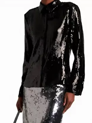 The Today Show Michelle Collins Black Sequin Shirt