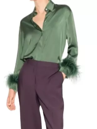 A Nossa Tarde Tânia Ribas de Oliveira Green Feathers Shirt