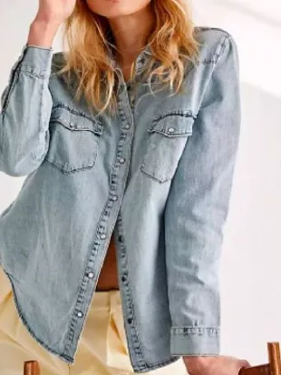 Fixer Upper Colorado Mountain House S01 Joanna Gaines Blue Denim Shirt