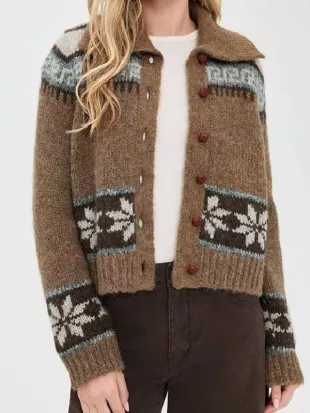 Fixer Upper Colorado Mountain House S01 Joanna Gaines Brown Fairisle Cardigan