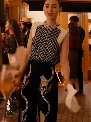Emily in Paris S05 Lily Collins Floral Pant