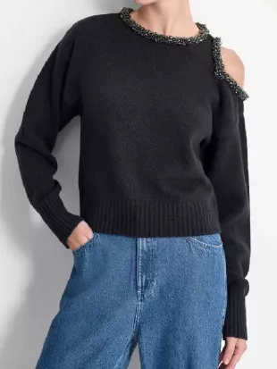 Sharon Newman Cutout Shoulder Sweater