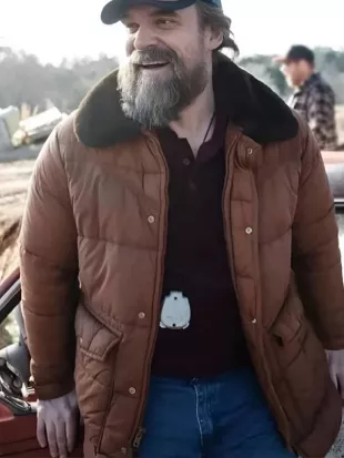 Stranger Things S5 David Harbour Brown Puffer Jacket