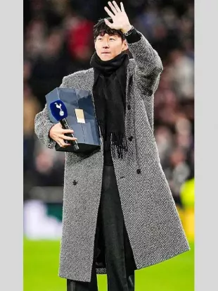 Premier League LAFC Son HeungMin Tweed Grey Coat
