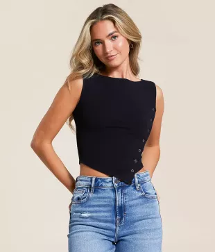 Studio Asymmetrical Cropped Tank Top