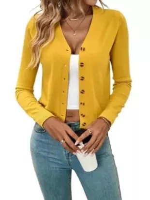 Solid Button Front Cardigan