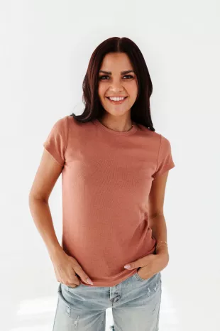 Kinney Ribbed Top in Rust