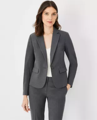 The Notched One Button Blazer in Seasonless Stretch