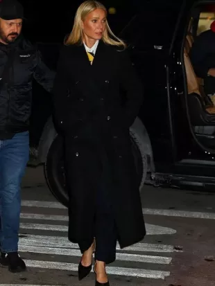 Gwyneth Paltrow Marty Supreme Premiere Black Wool Coat