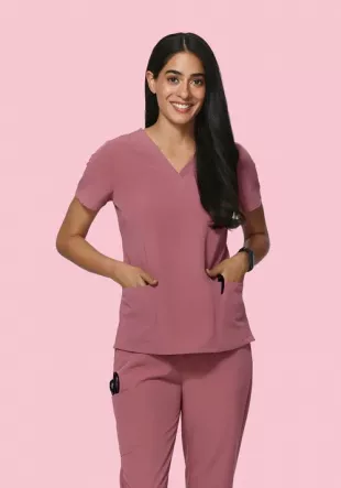 Scrubs 6 Pocket Top Mauve