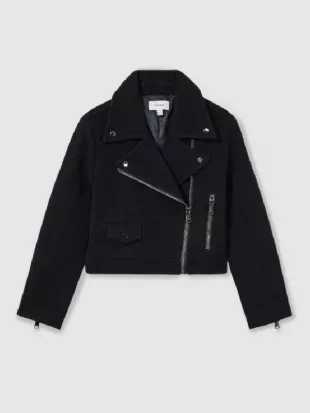 Run Away 2026 Minnie Driver Navy Blue Biker Jacket