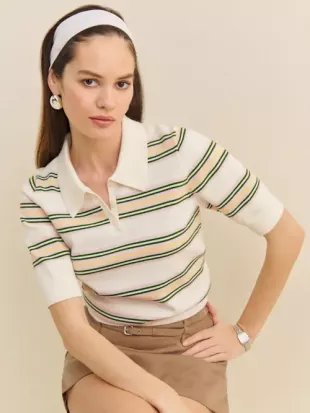 Campbell Stripe Polo Sweater