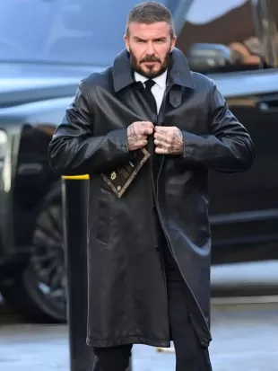 David Beckham Funeral Of Gary Mounfield Leather Coat