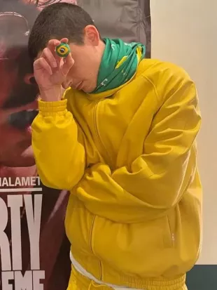 Timothee Chalamet Marty Supreme Brazil Yellow Jacket