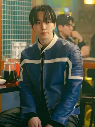 Typhoon Family S01 Lee Jun-ho Blue Leather Jacket