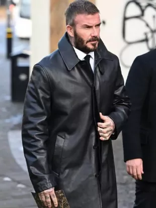 David Beckham Funeral Of Gary Mounfield Leather Coat