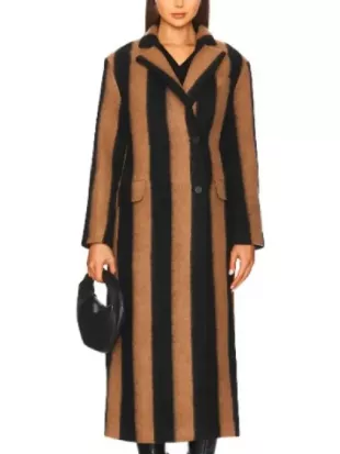 The Young And The Restless 2025 Courtney Hope Striped Brown Coat