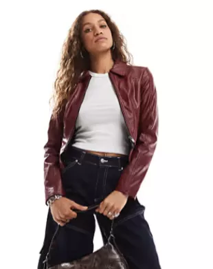 Fitted Faux Leather Jacket