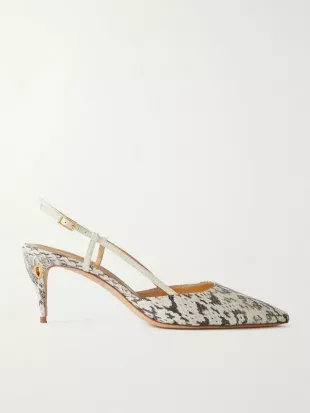 Mario 65 Elaphe and Leather Slingback Pumps