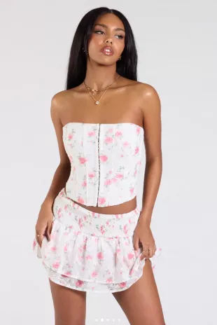 Call Me Cutie Lace Up Floral Eyelet Corset Top