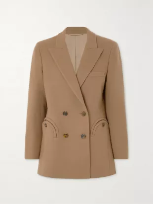 Cholita Everyday Double Breasted Camel Hair And Wool Blend Blazer
