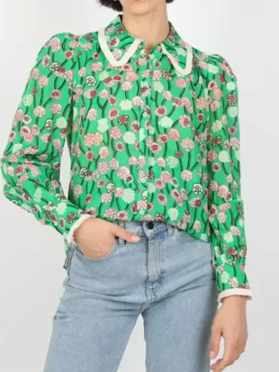 The Iris Affair S1 Iris Nixon Floral Collared Blouse