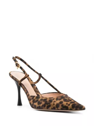 Ascent Slingback Heels Almond Leopard Print