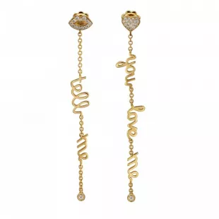 Gold Tell Me You Love Me Dangle Earrings