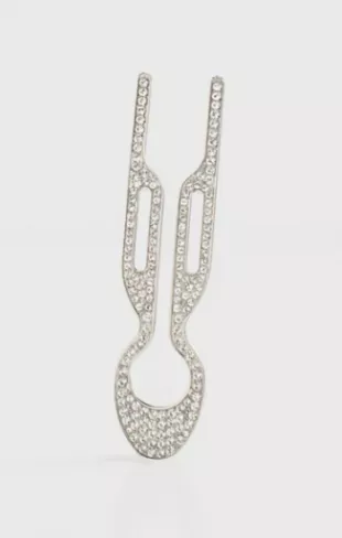 Nº1 Hairpin Steel with Swarovski Crystals White Gold Finish
