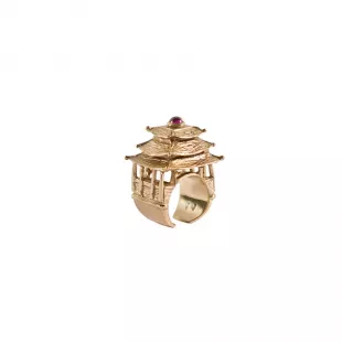 Pagoda Ring Gold Plated Bronze