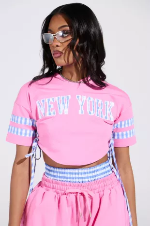New york Gingham Crop Top