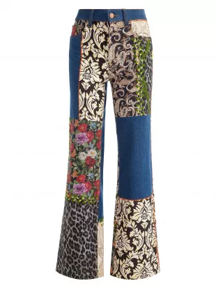 Weezy Mixed Media Straight Leg Jeans