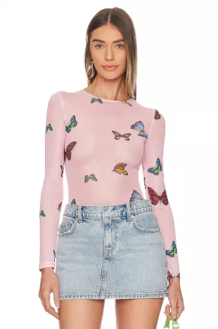 Ari Butterfly Mesh Top