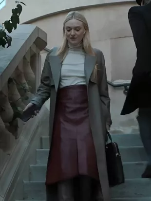 All Her Fault 2025 Dakota Fanning Leather Trench Coat