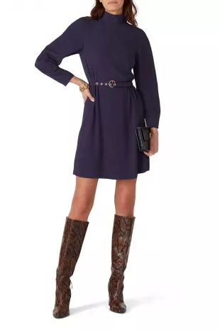 Purple Mock Neck Dress