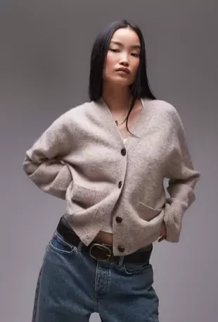 Alpaca And Wool Blend V Neck Cardigan