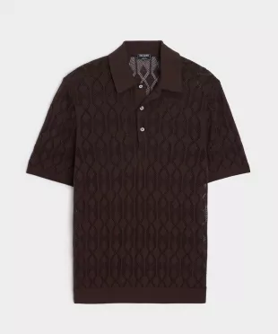 Silk-Cotton Diamond Sweater Polo