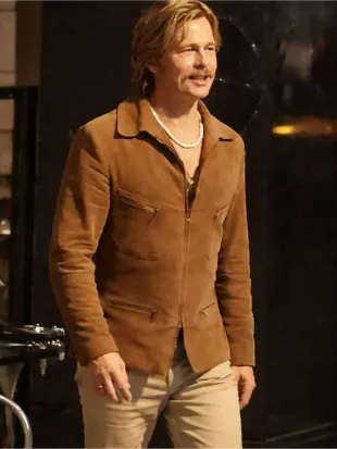 Brad Pitt The Adventures Of Cliff Booth 2026 Brown Jacket