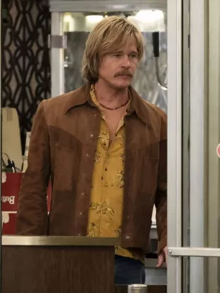 The Adventures Of Cliff Booth Brad Pitt Brown Suede Jacket