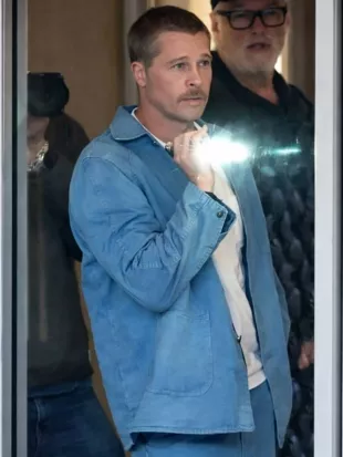 The Adventures Of Cliff Booth Brad Pitt Blue Cotton Jacket