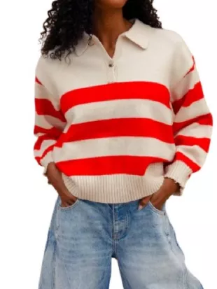 Fixer to Fabulous S07 Jenny Marrs Striped Polo Sweatshirt